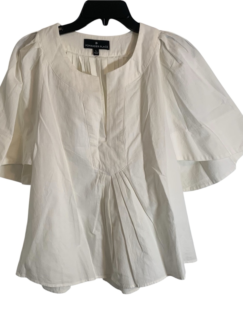 Pomander Place White Finley Flutter Sleeve Blouse Ladies Size Large Tuckernuck